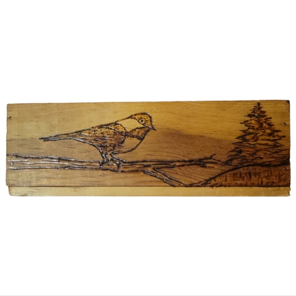 Vtg Hand Crafted Wooden Trinket Stash Box Slide Lid Hummingbird Duck Goose Birds - Picture 2 of 7